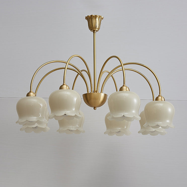 Traditional French Floral Copper Glass Chandelier - 5/6/8 Light for Living Room