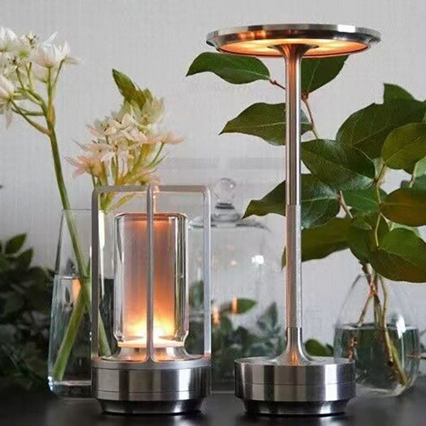 Nordic Vintage Aluminum Acrylic USB Rechargeable Night Light Table Lamp, Modern Minimalist LED Bedside Lamp, Soft Warm Light for Bedroom, Living Room, Home Decor, Adjustable Brightness, Portable Nightstand Light, Stylish Decorative Lighting Solution