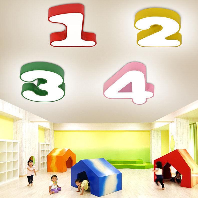 Contemporary Creative Kids Iron Number Design LED Flush Mount Ceiling Light Bedroom, Modern Children’s Room Lighting, Unique Number Shaped LED Light, Stylish Ceiling Fixture for Kids, Energy Efficient Flush Light for Nursery, Playroom Illumination, Decora