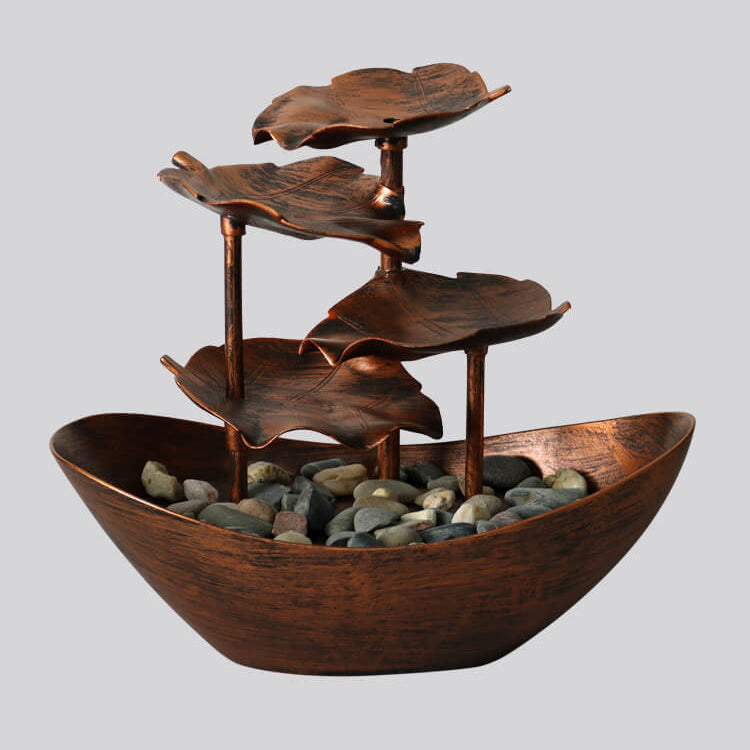 Creative Lotus Leaf Yuanbao Flowing Fountain LED Decorative Table Lamp - Unique Water Feature Lamp, Indoor Table Decoration, Relaxing Mood Light, Chinese Style Home Decor, Zen Garden Fountain Lamp, Gift for Nature Lovers, Modern LED Lighting for Living Ro