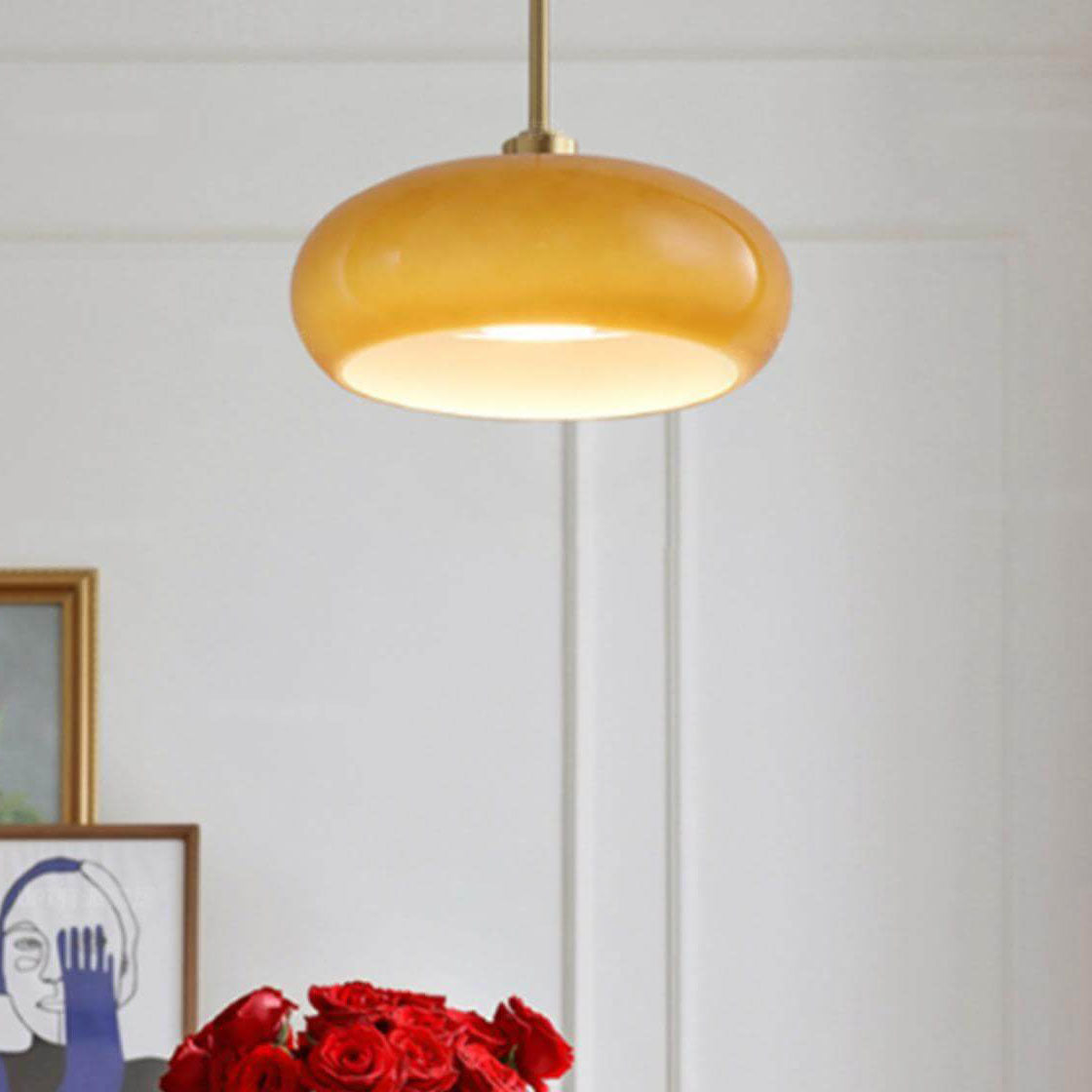 Modern Retro Glass Copper Pendant Light - Flush Mount 1-Light Fixture