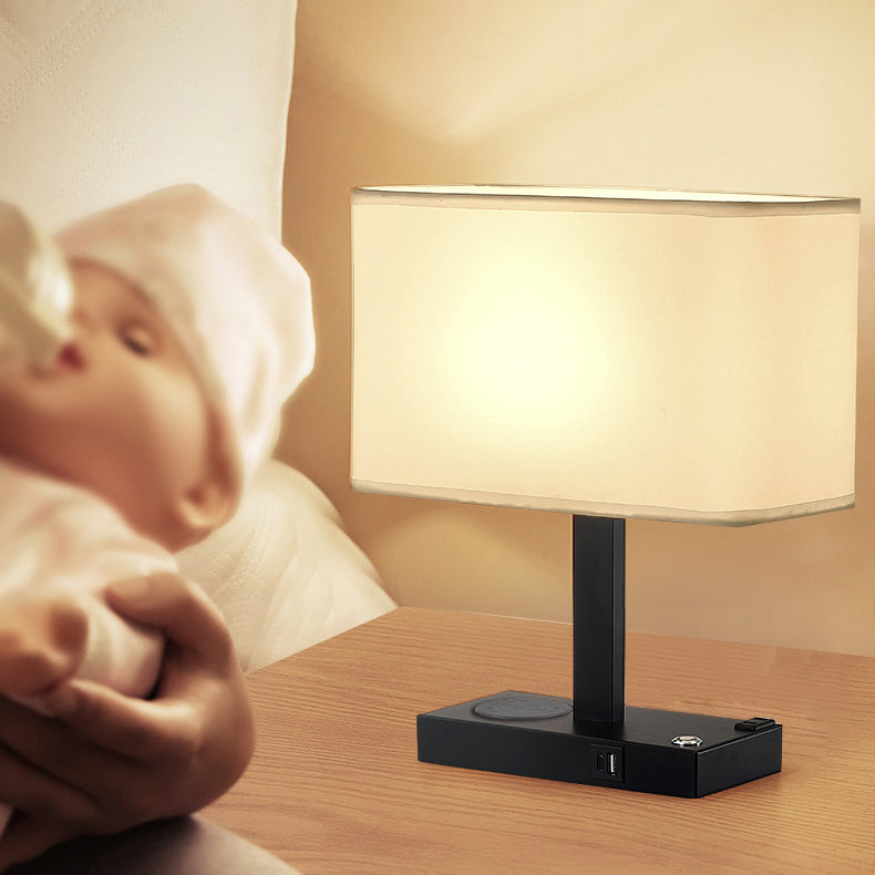 Modern Minimalist Rectangular Cloth Iron 1-Light Table Lamp for Living Room, Contemporary Home Lighting, Stylish Bedside Lamp, Industrial Design Desk Lamp, Elegant Minimalist Decor, Versatile Table Lighting Solution, Chic Accent Lamp for Modern Interiors,