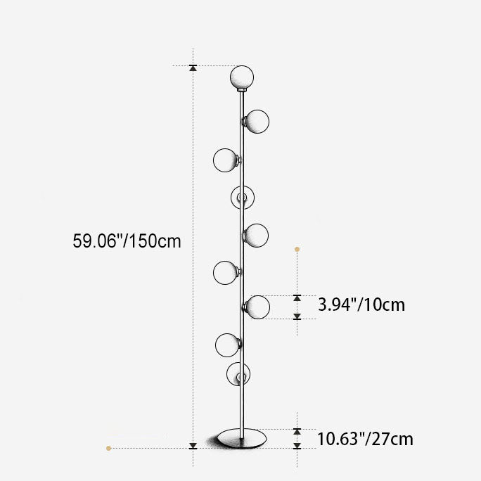 Contemporary Scandinavian 9-Light Metal Floor Lamp for Living Room