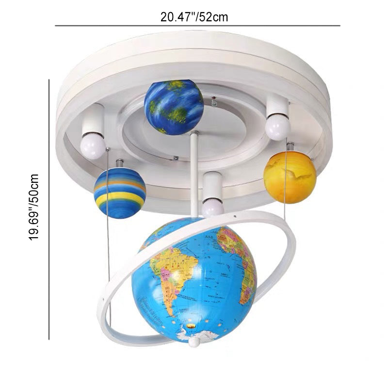Contemporary Creative Kids Round Orb Globe Hardware Acrylic LED Flush Mount Ceiling Light for Bedroom, Modern Kids Room Lighting, Stylish LED Flush Mount Light Fixture, Decorative Kids Ceiling Light, Colorful Nursery Lighting, Energy-Efficient Globe Light