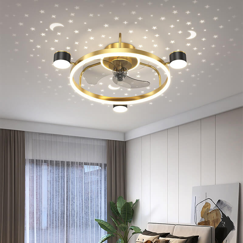 Modern Luxury Starry Sky LED Ceiling Fan Light