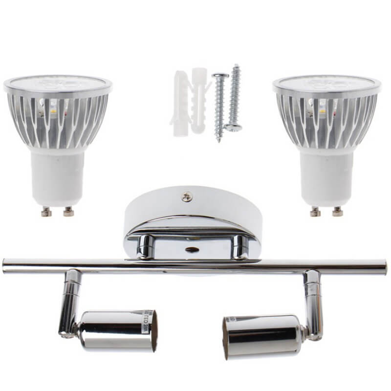 Modern Chrome 2-Light Vanity Wall Sconce - Elegant Metal Mirror Lamp