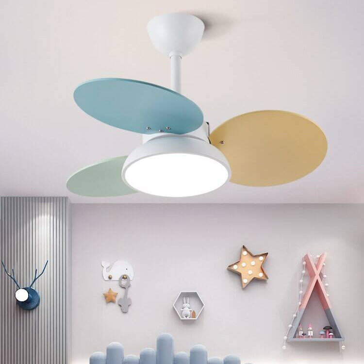 Colorful Round Fan Leaf Kids Downrods Ceiling Light