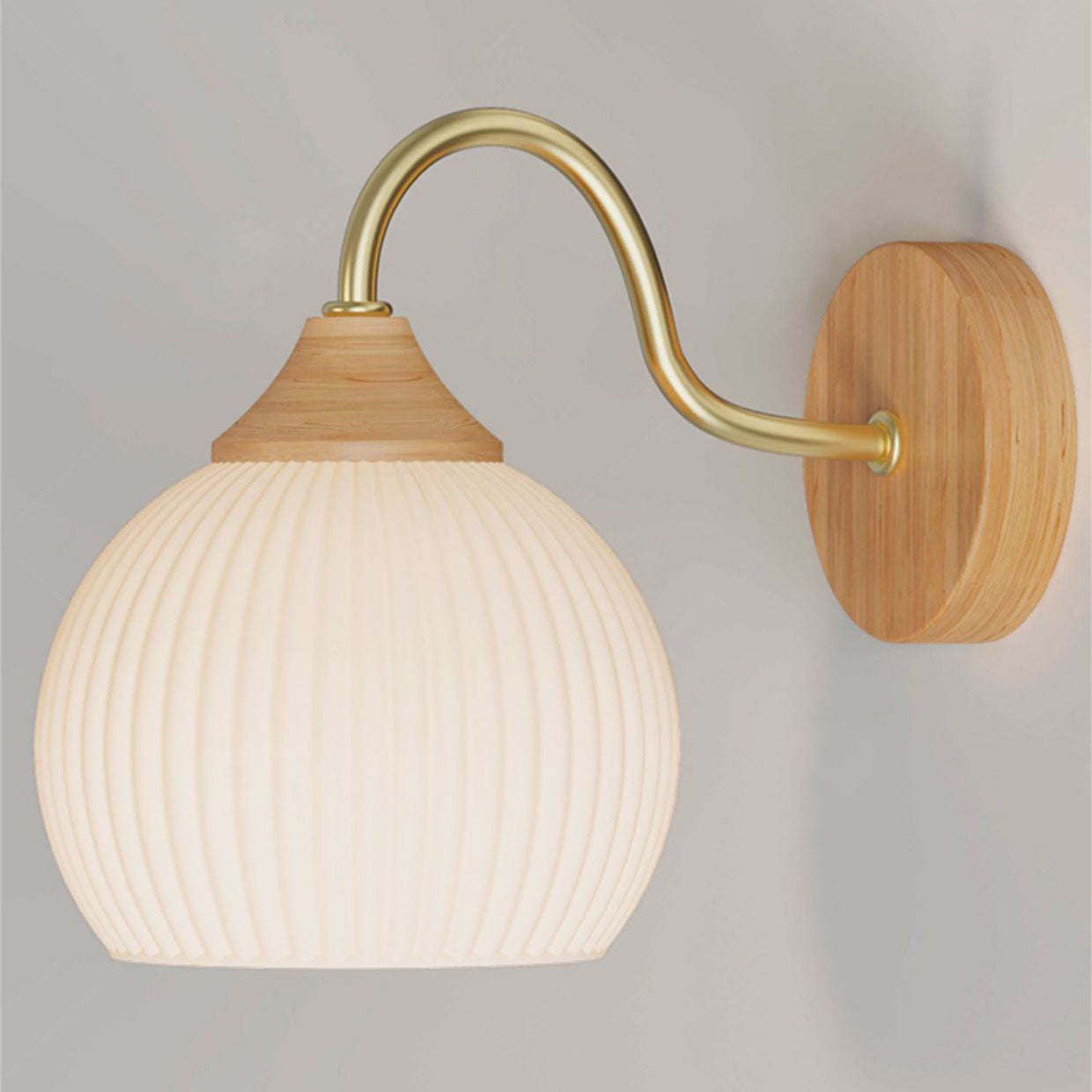 Contemporary Nordic Iron Glass Striped Round Log Wall Sconce - 1-Light Lamp for Living Room & Bedroom