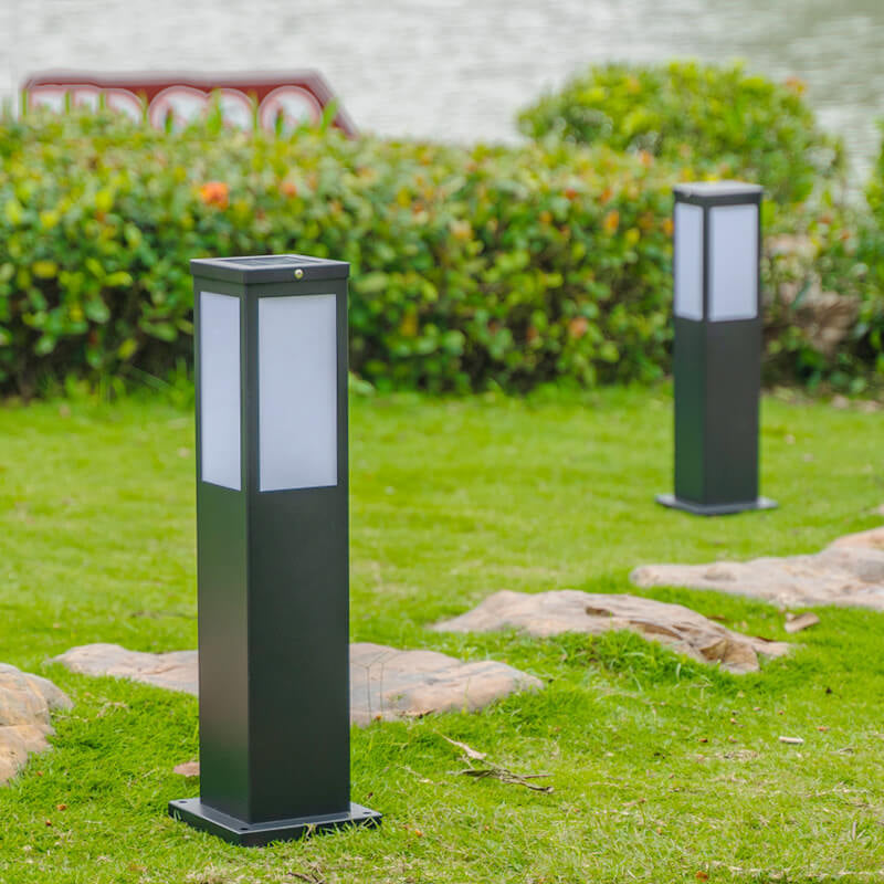 Modern Solar Lawn Square Column Outdoor Path Lamp Waterproof Garden Light