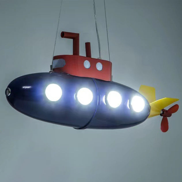 Contemporary Cartoon Submarine LED Chandelier for Kids' Bedroom
