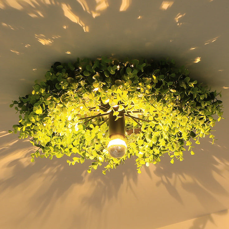 Decorative Green Plant Flush Mount Ceiling Light - Modern Eco-Friendly Design, Indoor Lighting Fixture, Boho Style, Nature-Inspired Illumination, Perfect for Living Room or Bedroom