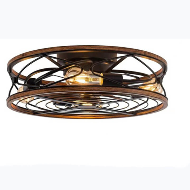 Nordic Wrought Iron 4-Light Flush Mount Ceiling Fan Light