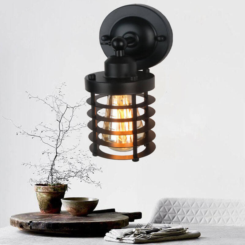 Northern Retro Industrial Wrought Iron Wall Sconce Lamp - 1-Light Fixture for Rustic Home Decor