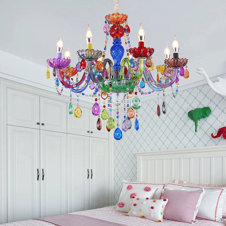 Modern Luxury Crown Iron Glass Crystal Chandelier 6/8 Light for Dining Room