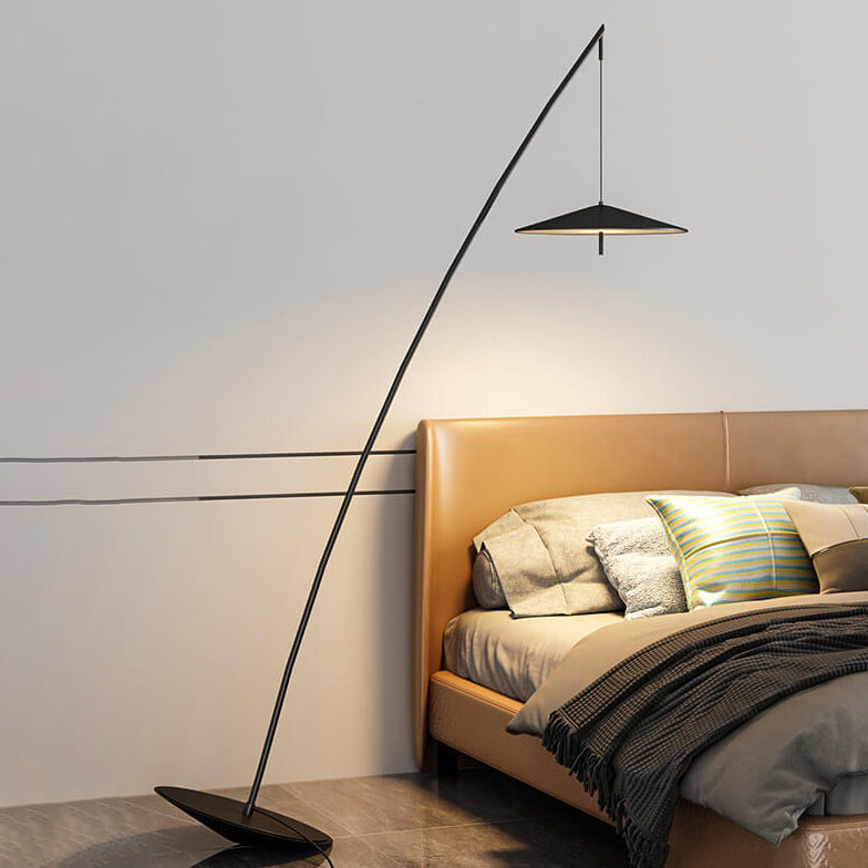 Contemporary Nordic Iron Black Tilt Fishing Rod Floor Lamp for Living Room & Bedroom