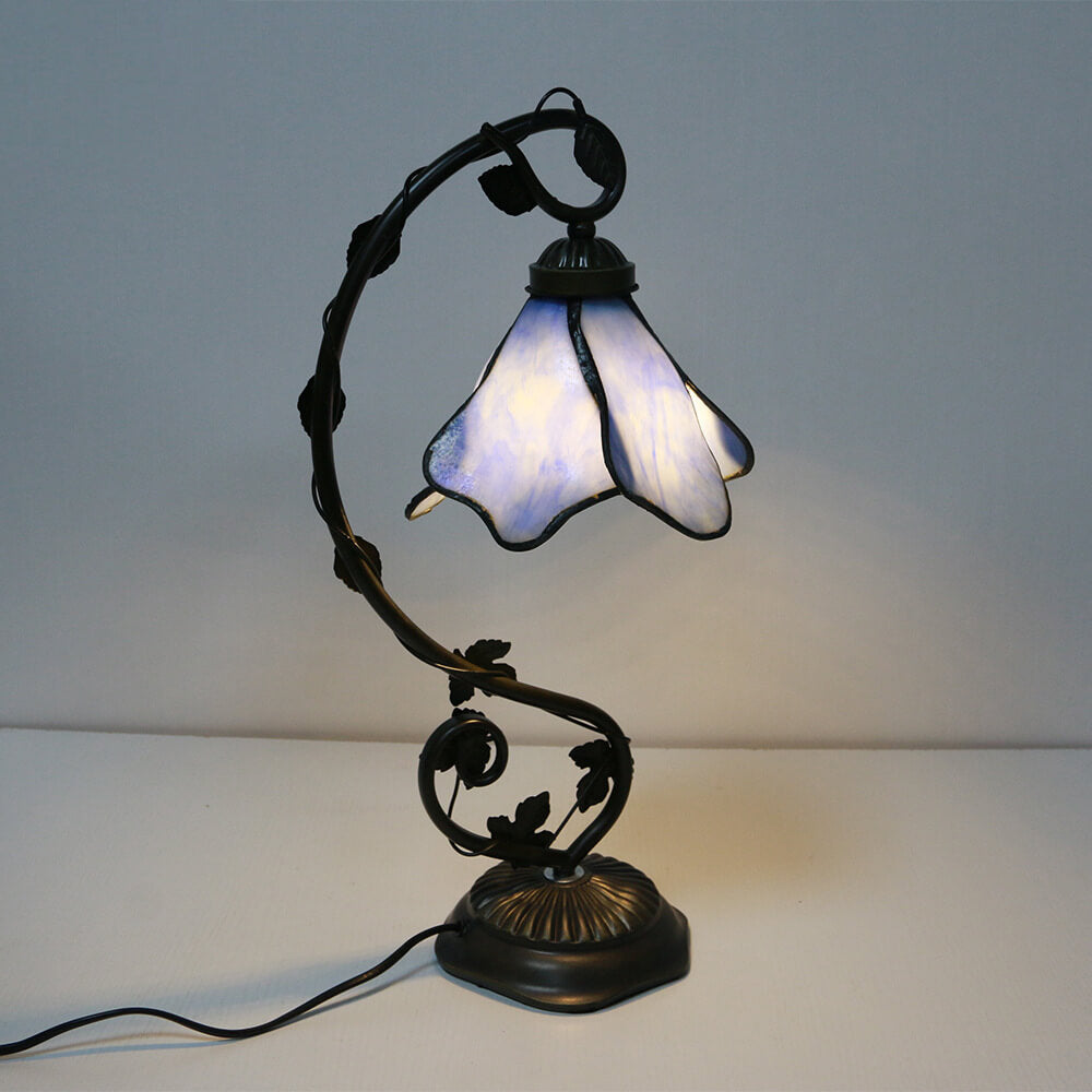 Tiffany Style Stained Glass Flower Petal Table Lamp - 1-Light Lighting Accent
