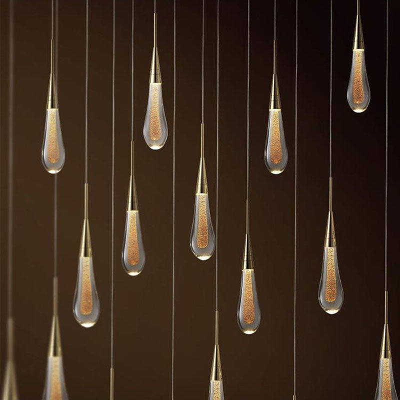 Contemporary Scandinavian Glass LED Pendant Light - Water Drops Design for Bedroom Lighting