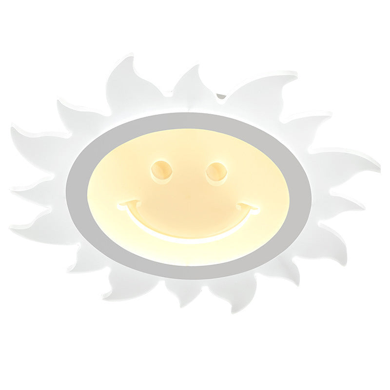 Creative Cartoon Smiley Sun LED Flush Mount Ceiling Light for Kids Room, Nursery, Playroom, Brighten Spaces, Fun Design, Energy-Efficient Lighting, Cute Sun Lamp, Decorative Ceiling Fixture, Childrens Room Decor, Unique Indoor Lighting Solutions