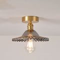 Vintage Glass Iron Lotus Semi-Flush Mount Ceiling Light