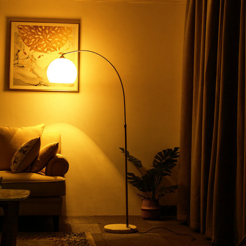 Modern Globe Acrylic Shade Fishing Rod Floor Lamp - 1-Light Design, Stylish Home Decor, Contemporary Lighting Solution, Adjustable Height, Unique Fishing Theme