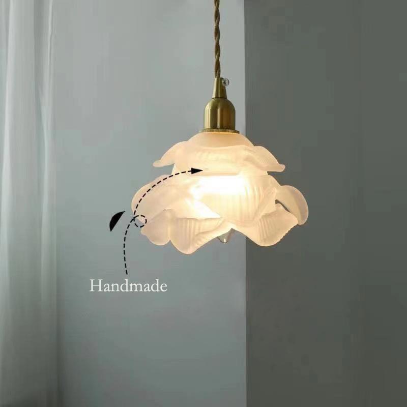 French Vintage Petal Glass LED Pendant Light