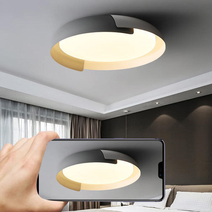 Minimalist Round Wood Grain LED Flush Mount Ceiling Light
