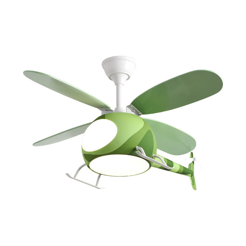 Contemporary Iron Cartoon Planes LED Ceiling Fan Light for Bedroom