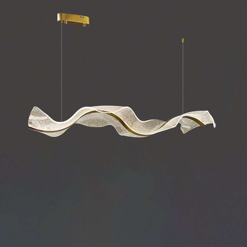 Contemporary Acrylic Corrugated LED Pendant Light for Living Room