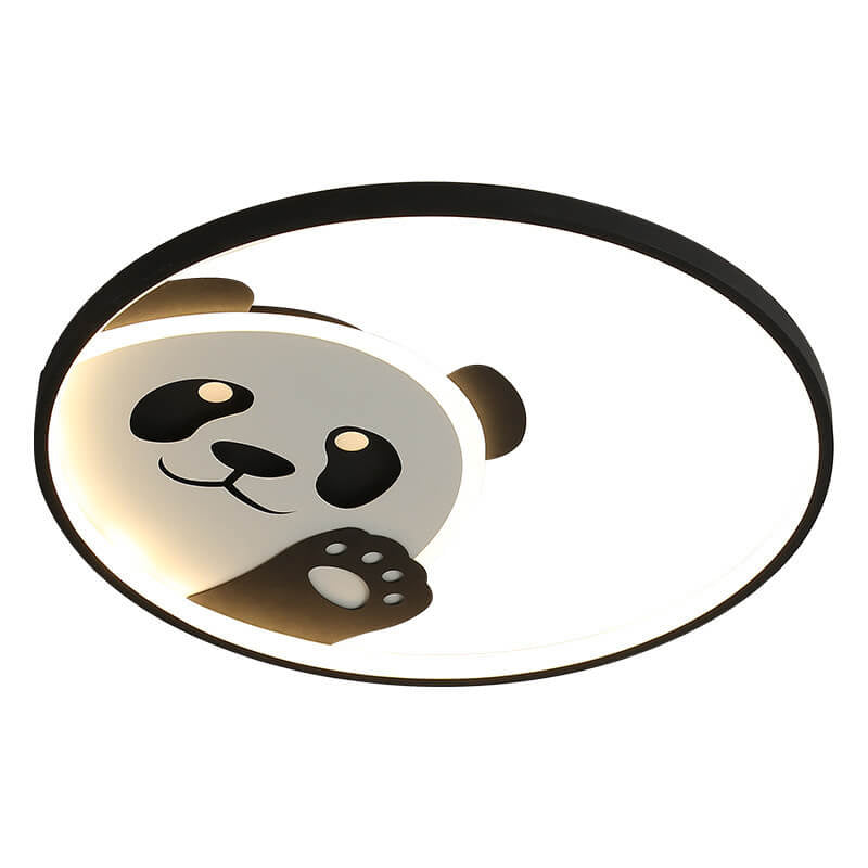 Cute Cartoon Panda Round LED Flush Mount Ceiling Light - Kids Bedroom Lighting, Nursery Decor, Adorable Animal Design, Child-Friendly Illumination, Modern Ceiling Fixture, Playroom Lighting, Eco-Friendly LED Light