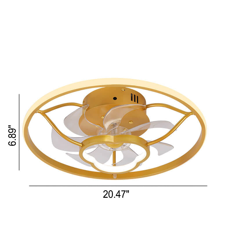 Gold Light Luxury Acrylic LED Flush Mount Ceiling Fan Light Fixture