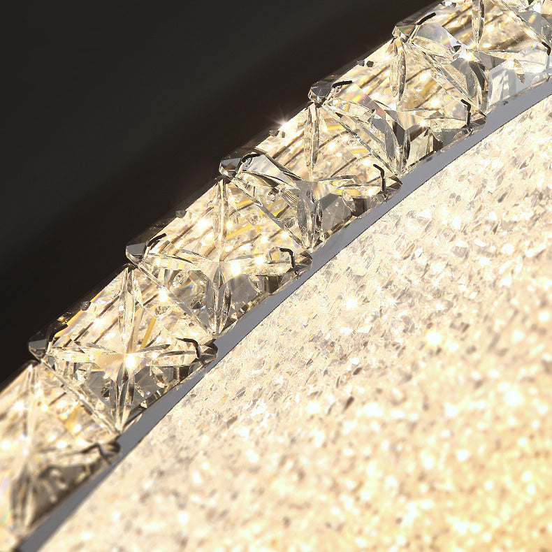 Modern Luxury LED Flush Mount Ceiling Light - Stainless Steel & Crystal Design for Living Room