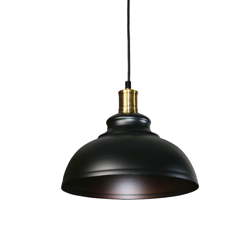 Contemporary Industrial Dome Pendant Light - Round Iron 1-Light Fixture for Living Room