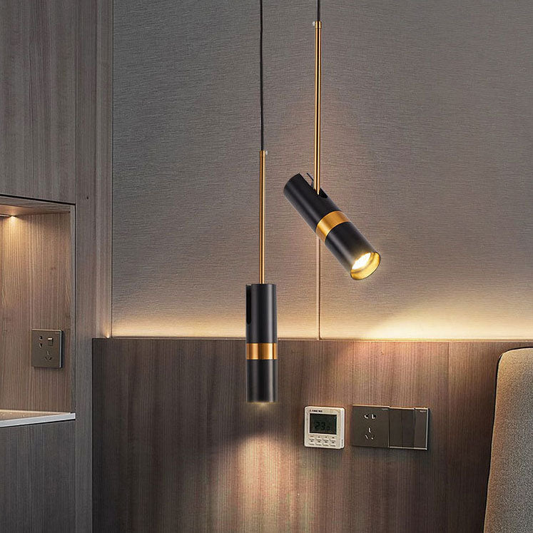 Contemporary Nordic Metal Long Barrel Pendant Light for Bedroom