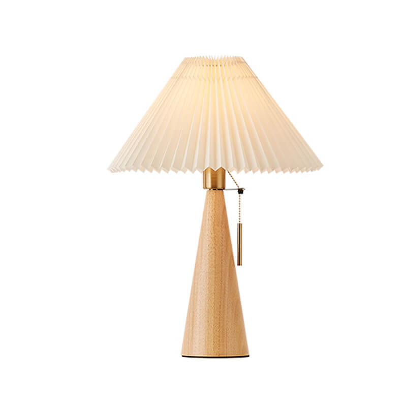 Japanese Minimalist Vintage Pleated Wooden LED Table Lamp