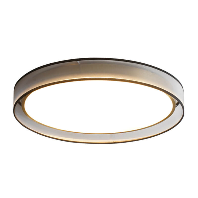 Contemporary Nordic Copper LED Flush Mount Ceiling Light - Round Gauze Fabric for Living Room & Bedroom