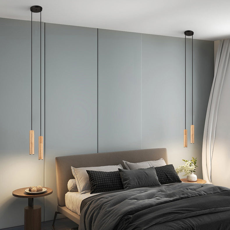 Modern Minimalist Oak Wood Pendant Light for Living Room & Bedroom
