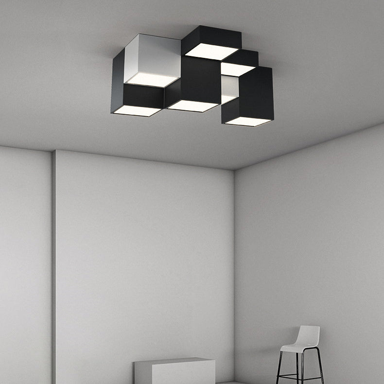 Modern Minimalist Cube LED Flush Mount Ceiling Light for Living Room