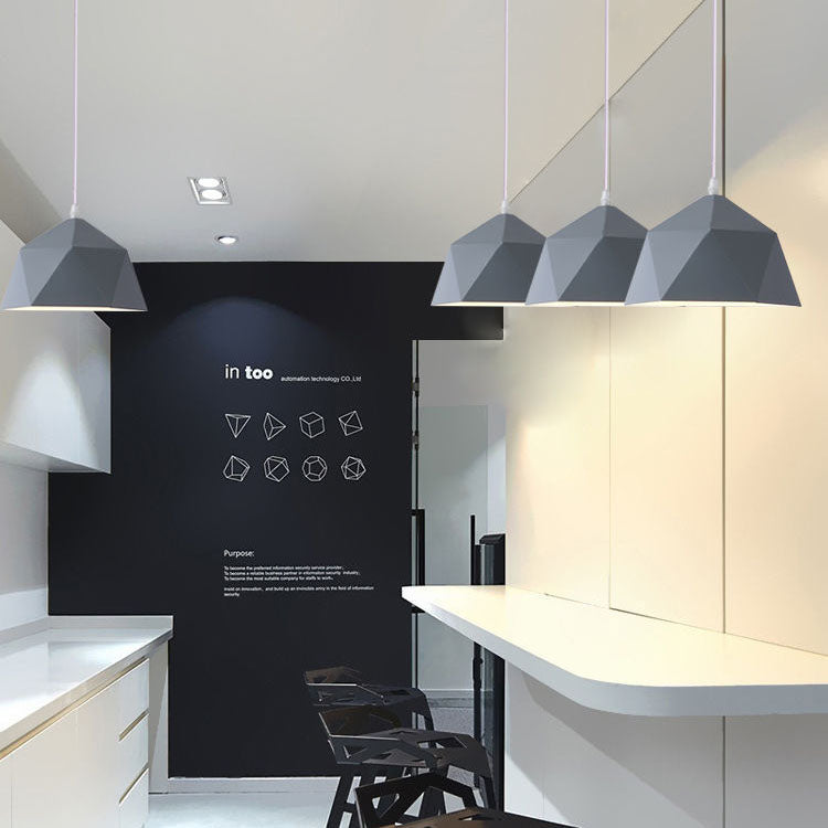 Modern Geometric Macaroon Iron Pendant Light 1-Light Lozenge Design