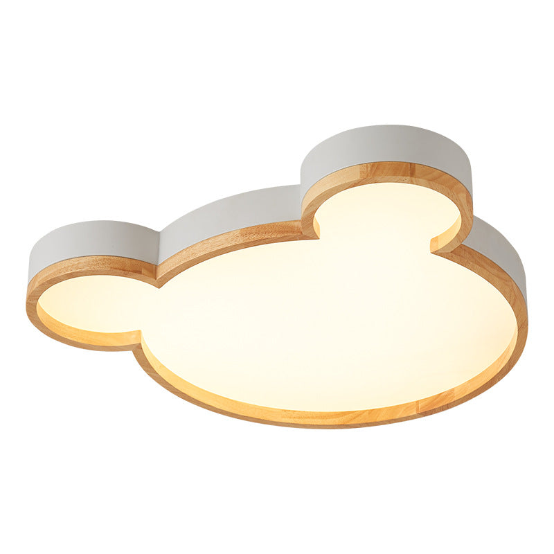 Nordic Wood Bear Shape LED Kids Flush Mount Ceiling Light | Cute Animal Nursery Lighting | Child Room Ceiling Fixture | Playful Bear Decor | Stylish Kids Bedroom Lighting | Soft Glow Illumination for Kids | Whimsical Flush Mount Light for Playroom | Eco-F