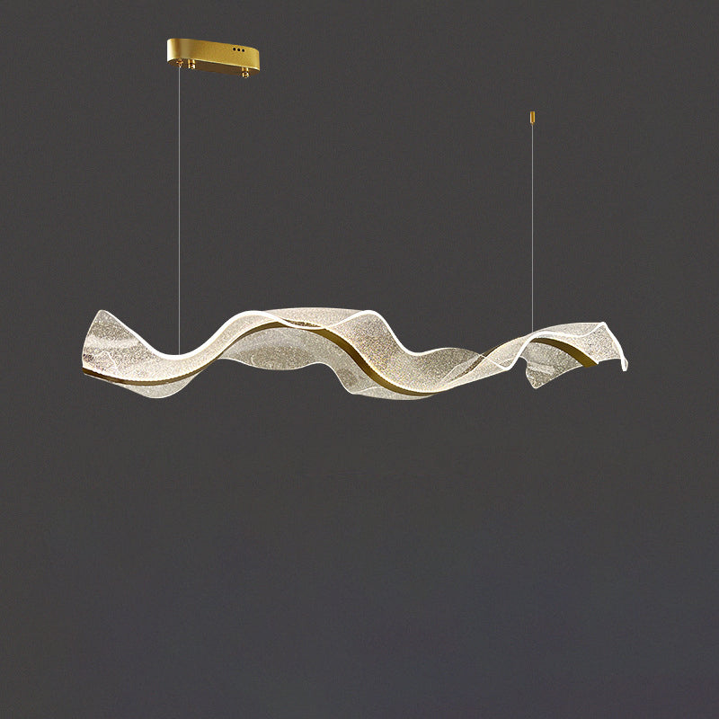 Contemporary Acrylic LED Ribbon Chandelier for Dining Room Island Light