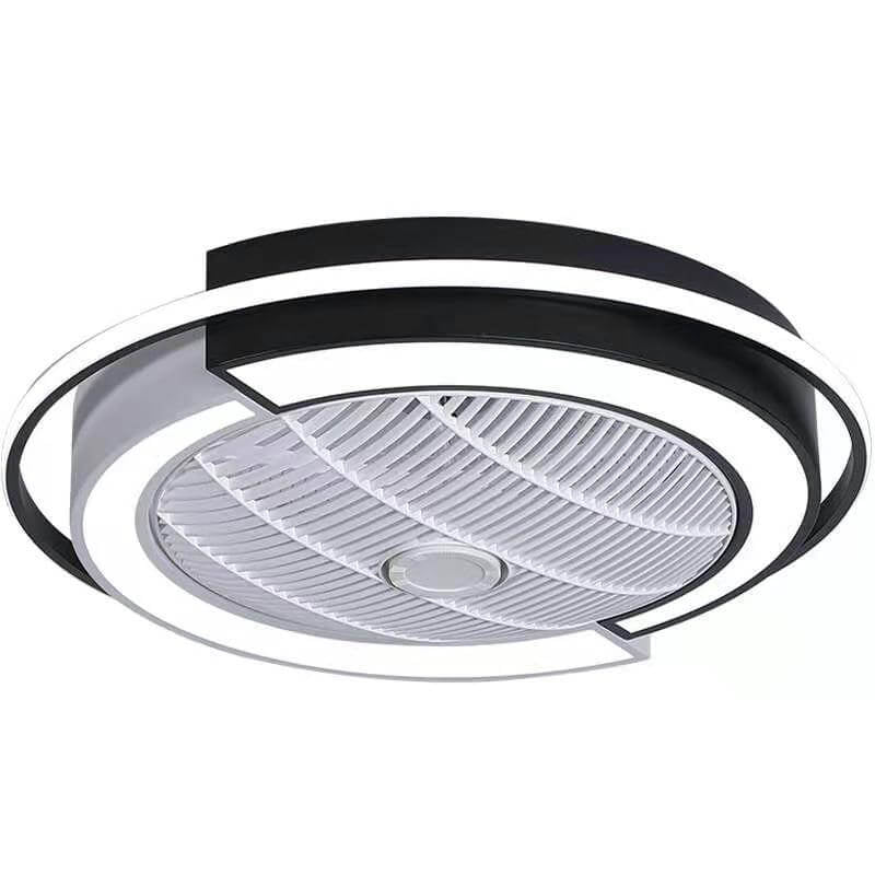 Modern Round LED Semi-Flush Mount Ceiling Fan Light