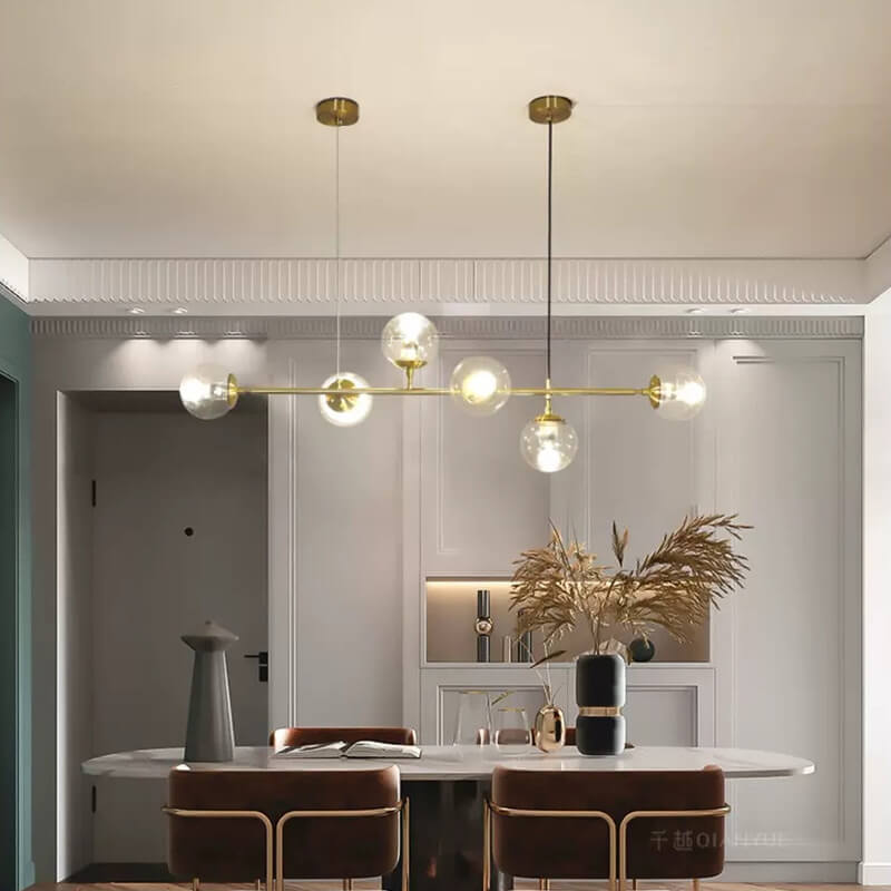 Nordic Minimalist Colorful Glass Orb 6-Light Island Chandelier