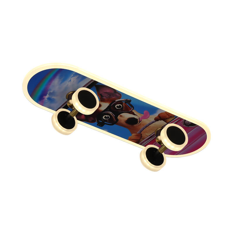 Creative Cartoon Skateboard Acrylic LED Kids Flush Mount Ceiling Light for Boys and Girls Room, Unique Cartoon Design, Bright LED Lighting, Fun Skateboard Theme, Nursery Decor, Child's Bedroom Lighting, Playroom Ceiling Fixture, Modern Light Fixture, Ener