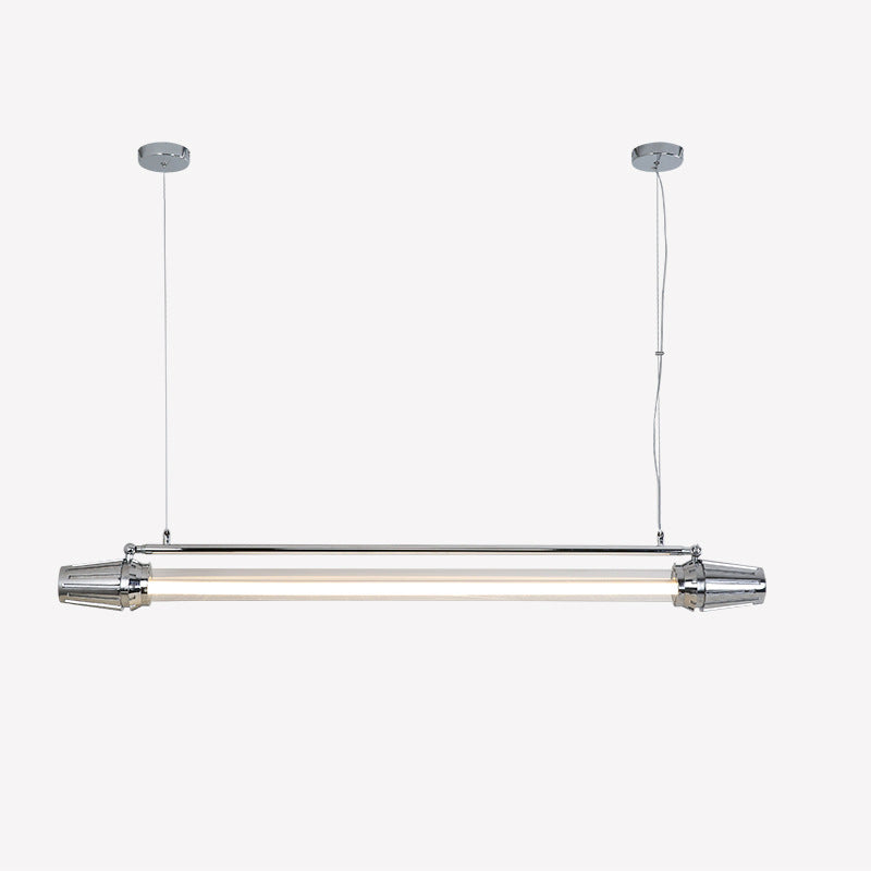 Contemporary Industrial LED Island Chandelier - Strip Aluminum & Acrylic Design for Dining Room
