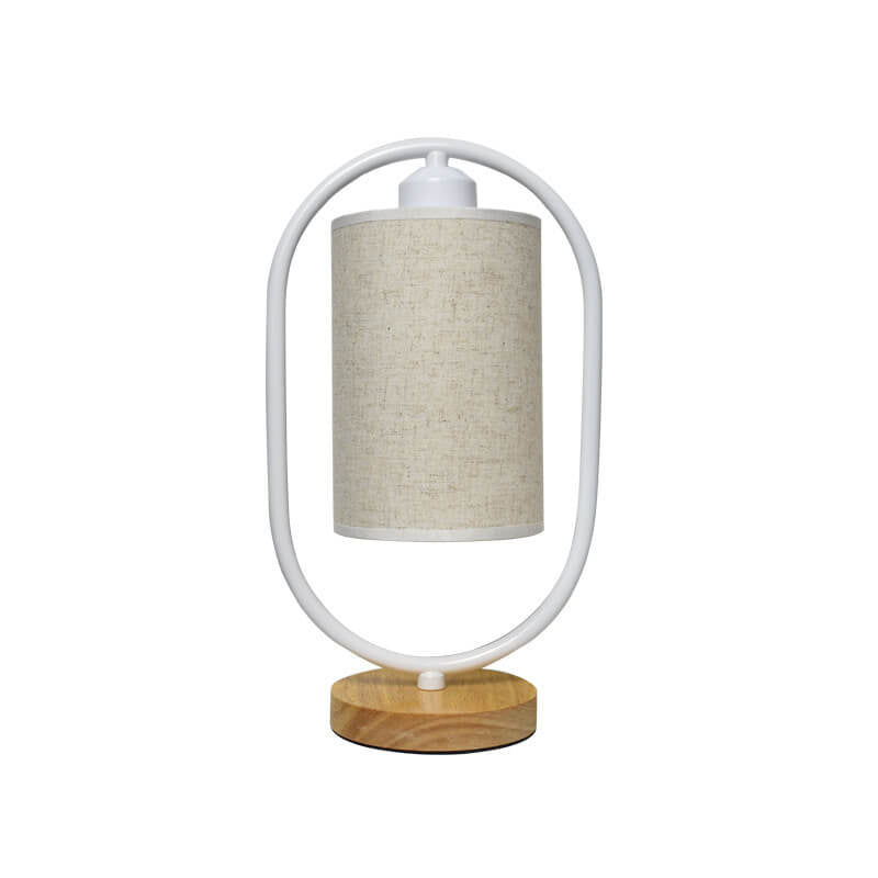 Nordic Linen White Ring Dimmable Table Lamp - Minimalist Home Lighting