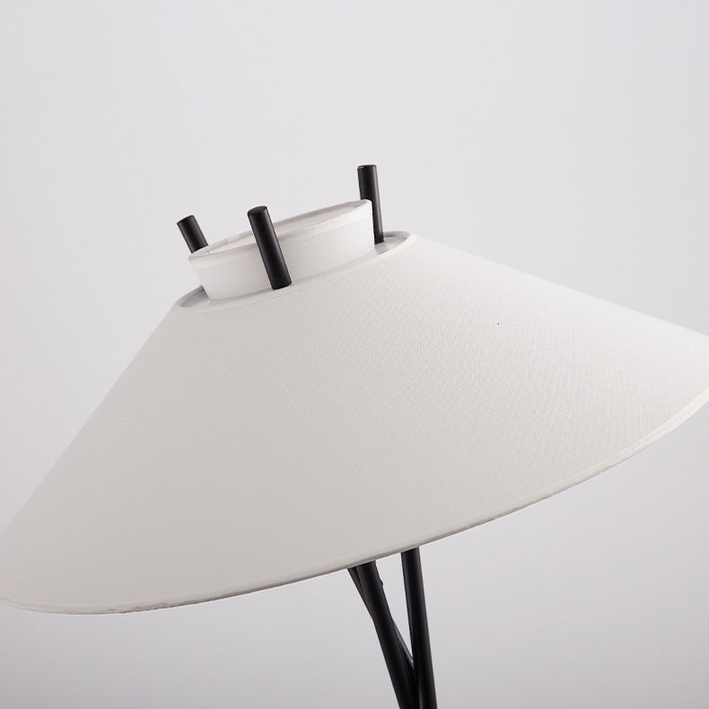 Contemporary Semi-Tapered Fabric Shade Iron Tripod Floor Lamp for Study