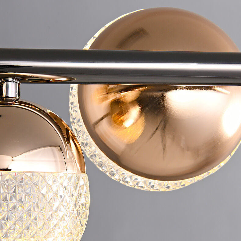 Modern Luxury Acrylic Spherical LED Island Chandelier with Iron Rods