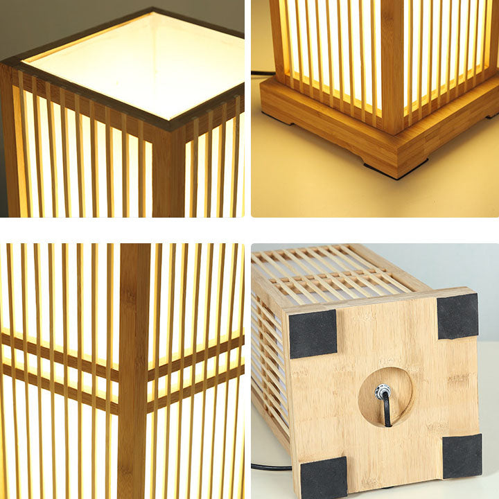 Traditional Japanese Bamboo Column Table Lamp - 1-Light Bedroom Decor