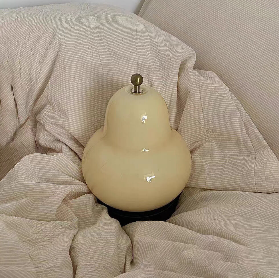 Traditional French Cream Pear Shape LED Touch Table Lamp Rechargeable for Bedroom