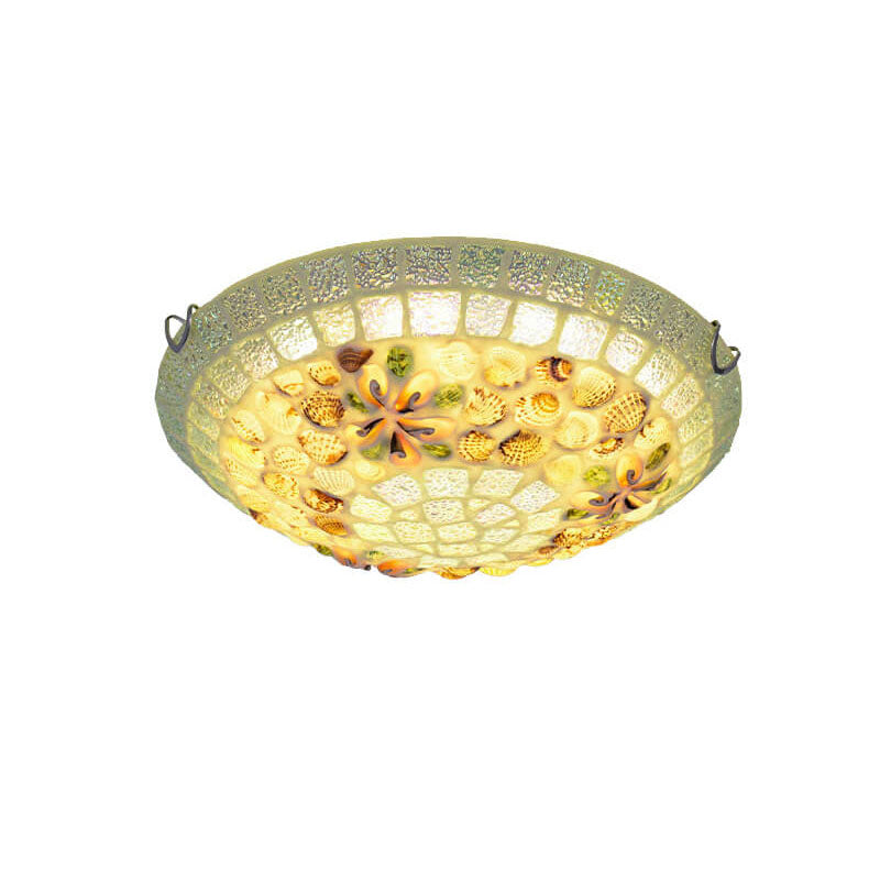 Tiffany Mosaic Shells Flush Mount Ceiling Light - Elegant Lighting for Home Decor